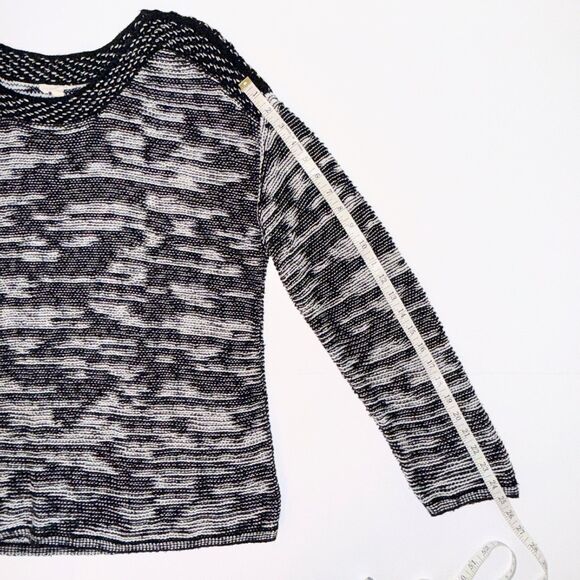 Eileen Fisher Organic Cotton Lightweight Woven Sweater Marled Black & White M - Picture 10 of 13